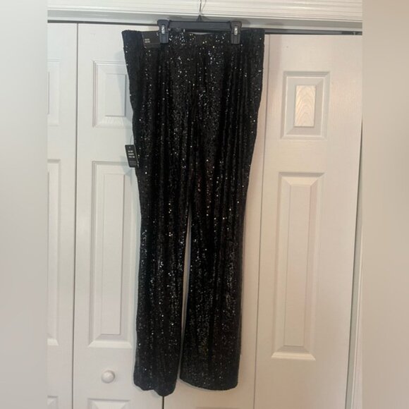 NWT Express Sequin Trouser Pant, Size Large, elastic waist - Picture 3 of 5